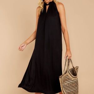 Black casual midi dress